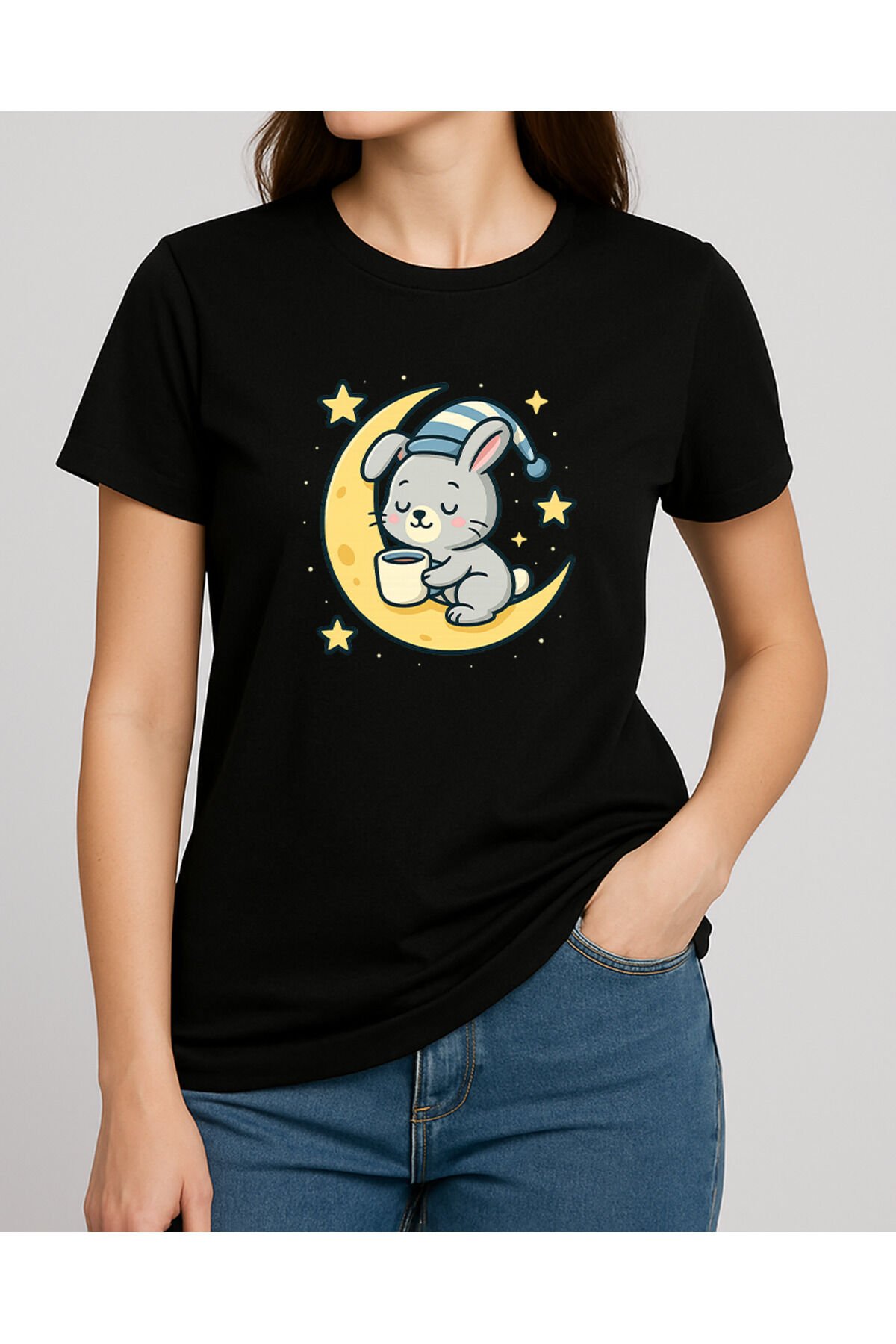 Tişört Unisex (Aydede Tavşan) Siyah - L
