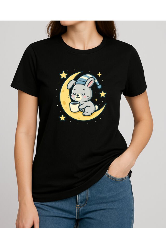Tişört Unisex (Aydede Tavşan) Siyah - L