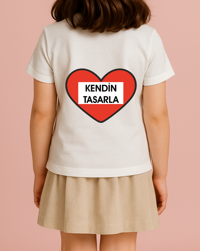 Kendin Tasarla Tişört Kız Çocuk-Kalp