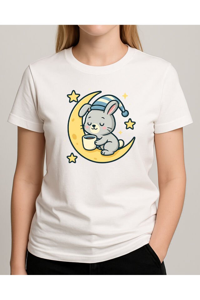 Tişört Unisex (Aydede Tavşan) Beyaz - 2XL
