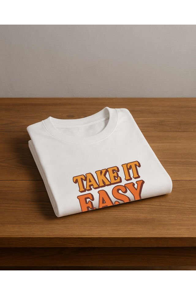 Tişört Unisex (Take It Easy) Kadin Beyaz - M