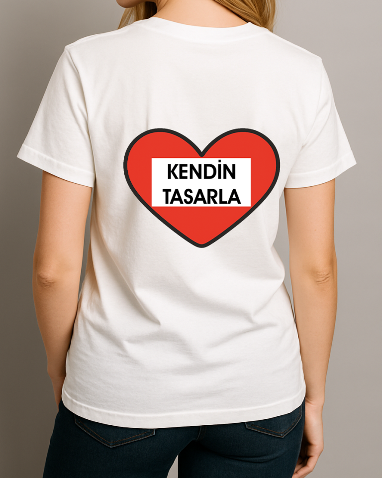 Kendin Tasarla Tişört Kadın-Kalp