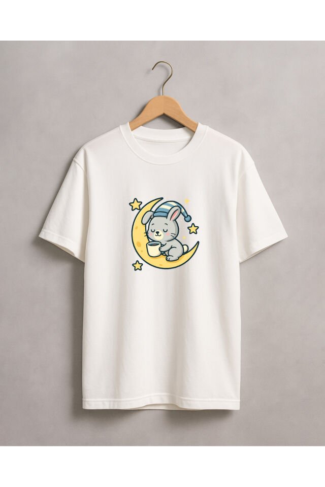 Tişört Unisex (Aydede Tavşan) Beyaz - S