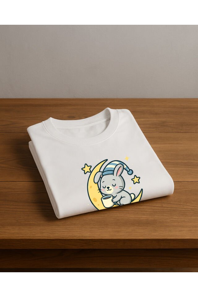Tişört Unisex Çocuk (Aydede Tavşan) Kiz Beyaz - 4-5 Yaş
