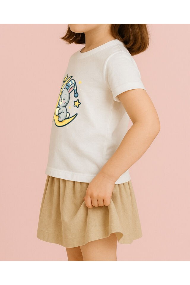 Tişört Unisex Çocuk (Aydede Tavşan) Kiz Beyaz - 10-11 Yaş