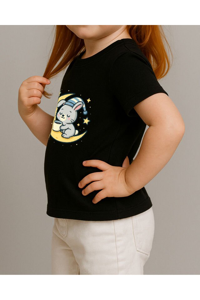 Tişört Unisex Çocuk (Aydede Tavşan) Kiz Si̇yah - 10-11 Yaş