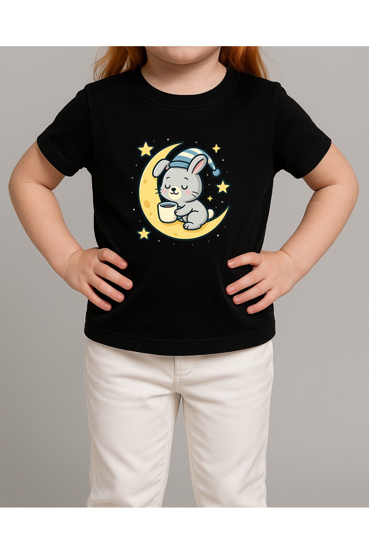 Tişört Unisex Çocuk (Aydede Tavşan) Kiz Si̇yah - 4-5 Yaş