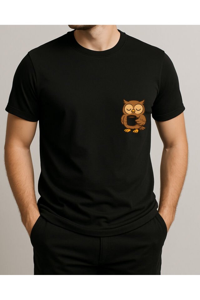 Tişört Unisex (Baykuş) Erkek Si̇yah - XL