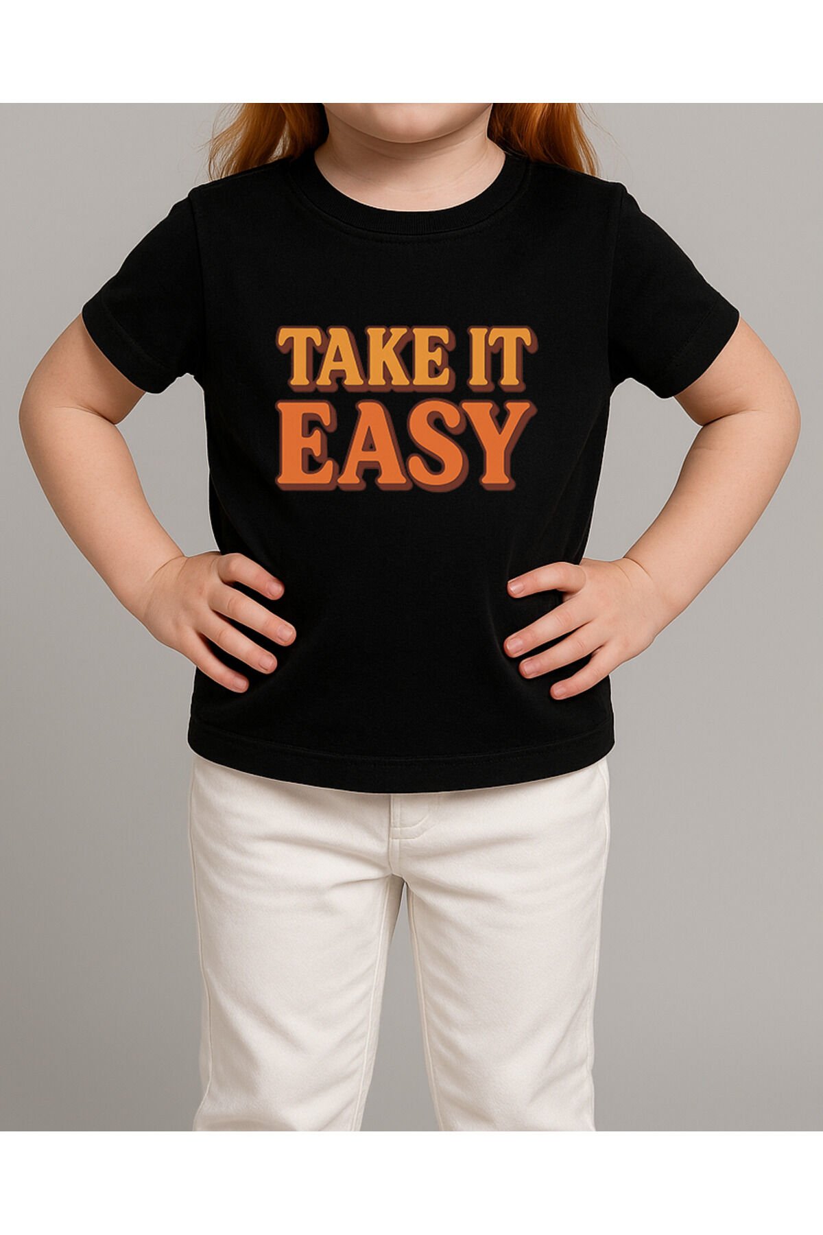 Tişört Unisex Çocuk (Take It Easy) Kiz Si̇yah - 4-5 Yaş
