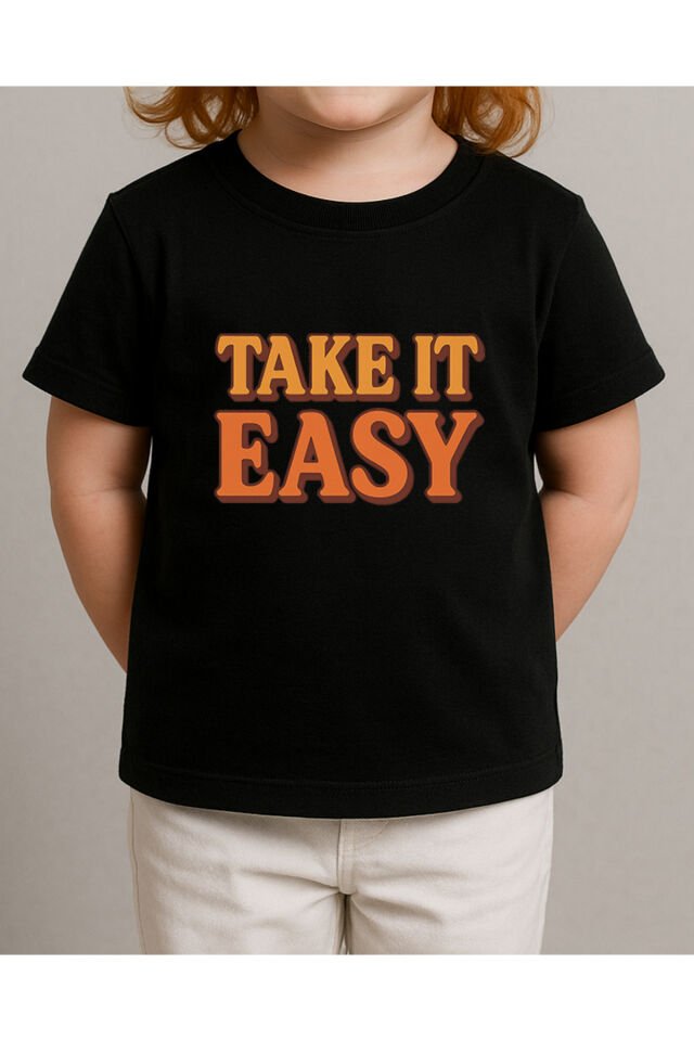 Tişört Unisex Çocuk (Take It Easy) Kiz Si̇yah - 10-11 Yaş
