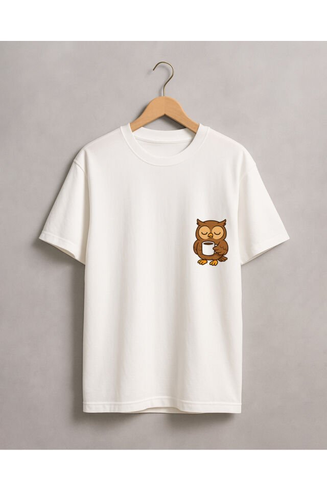Tişört Unisex (Baykuş) Kadin Beyaz - XL