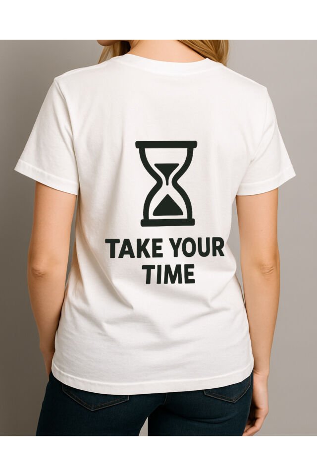 Tişört Unisex (Take Your Time) Kadin Beyaz - XL