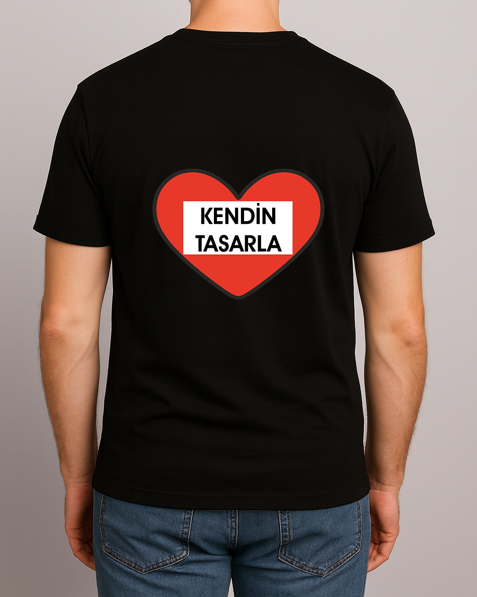 Kendin Tasarla Tişört Erkek-Kalp Si̇yah - XL
