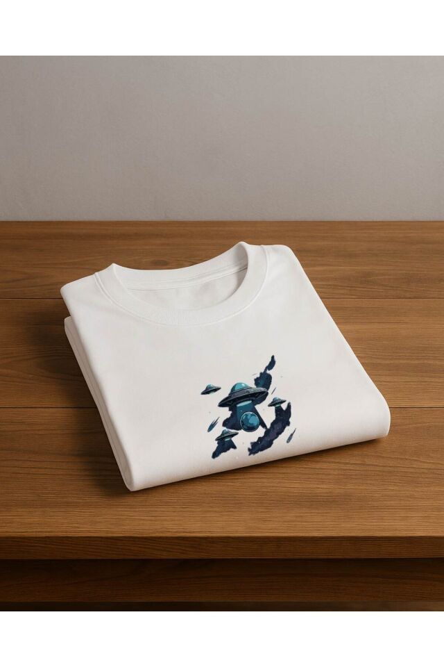 Tişört Unisex (Ufolar) Kadin Beyaz - XL
