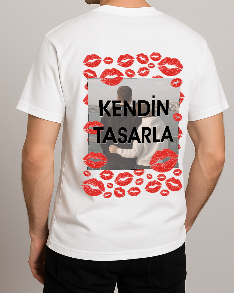 Kendin Tasarla Tişört Erkek-Öpücük