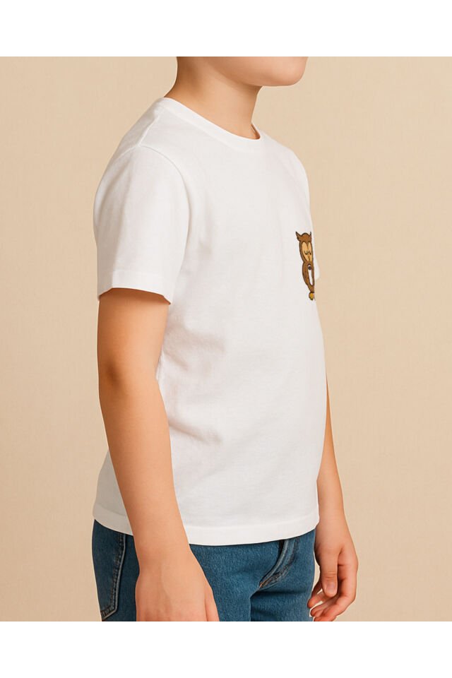 Tişört Unisex Çocuk (Baykuş) Erkek Beyaz - 4-5 Yaş