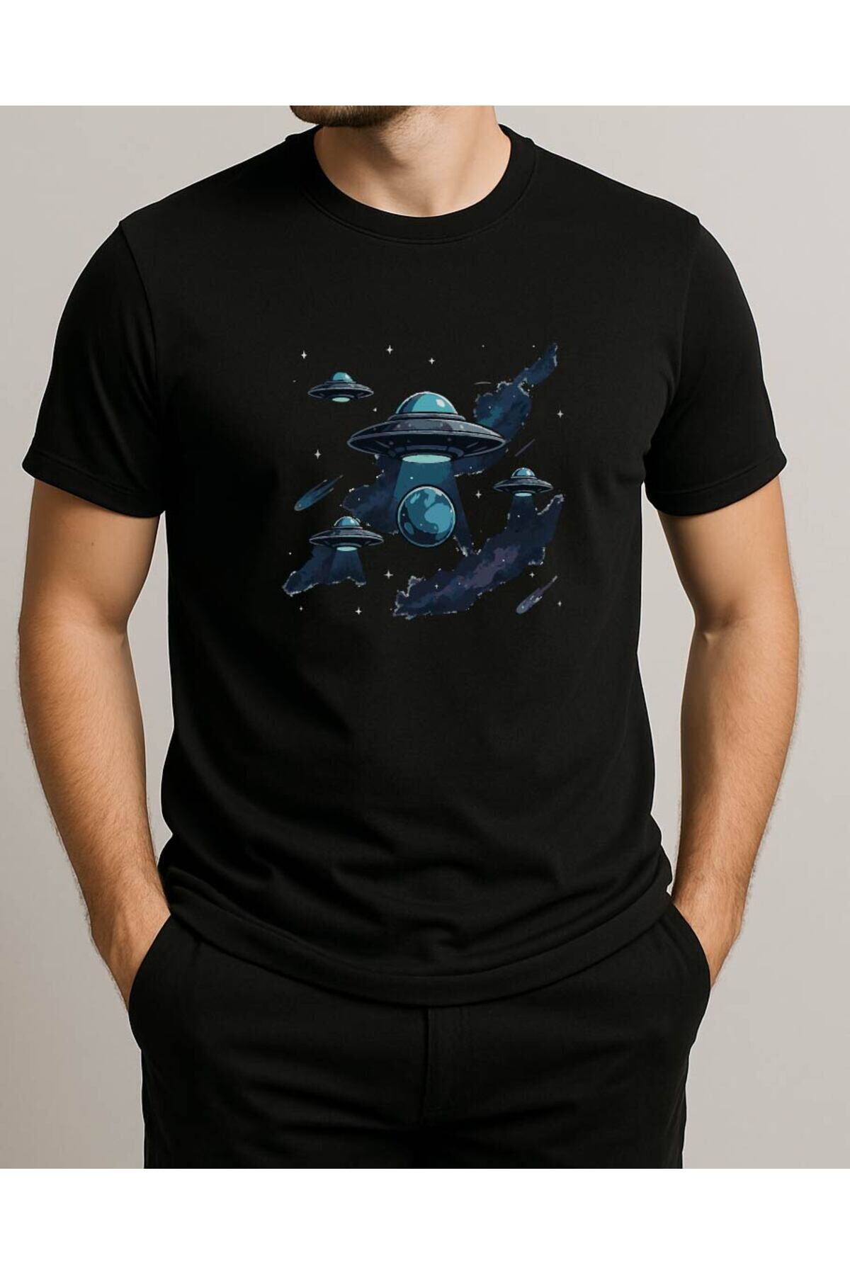Tişört Unisex (Ufolar) Erkek Si̇yah - XL