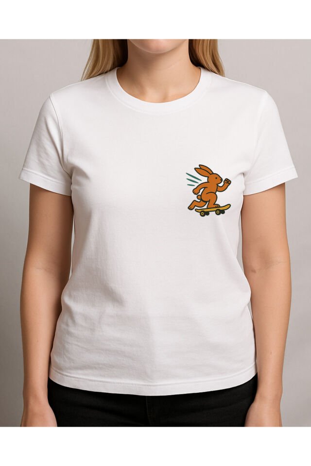 Tişört Unisex (Tavşan) Kadin Beyaz - 2XL