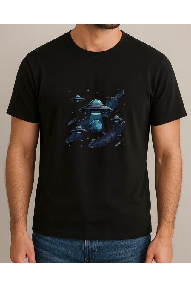 Tişört Unisex (Ufolar) Erkek Si̇yah - M