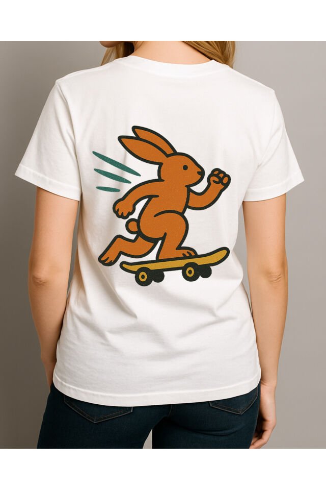 Tişört Unisex (Tavşan) Kadin Beyaz - XL