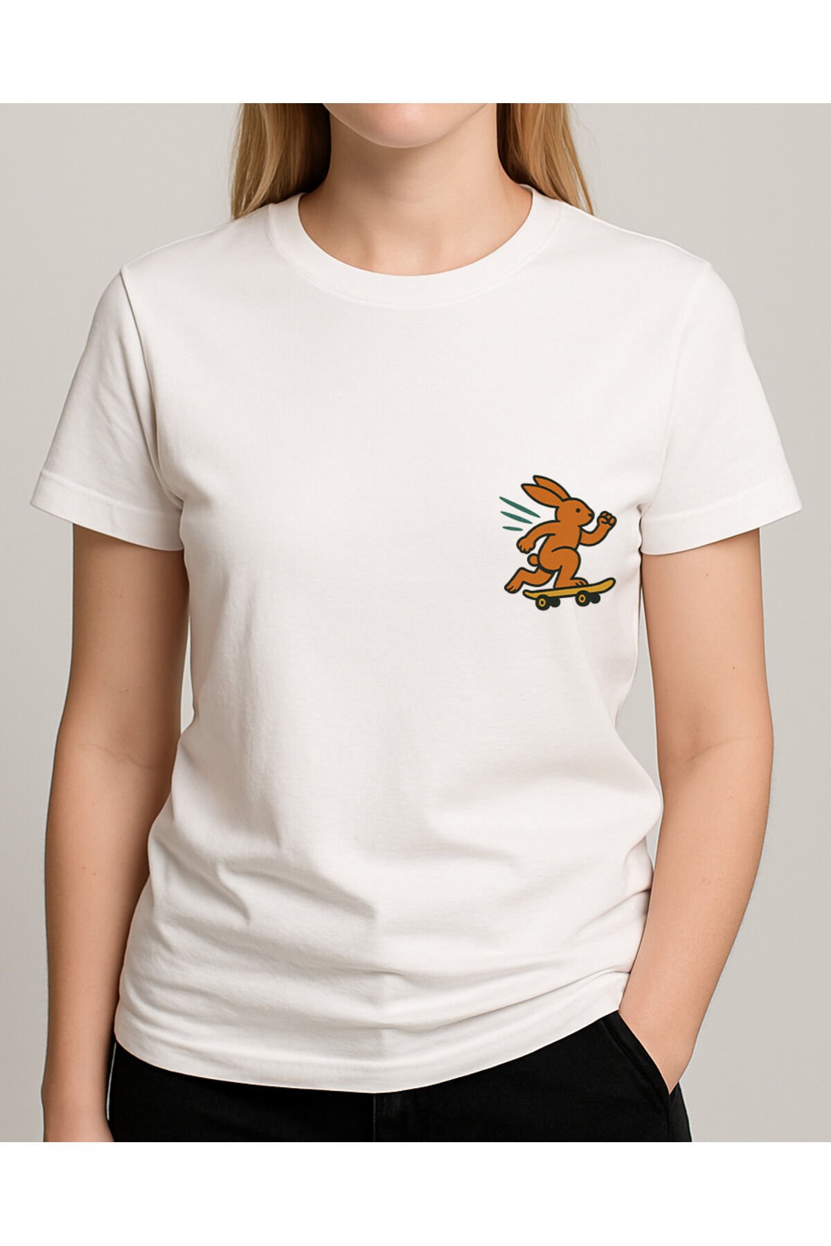 Tişört Unisex (Tavşan) Kadin Beyaz - M
