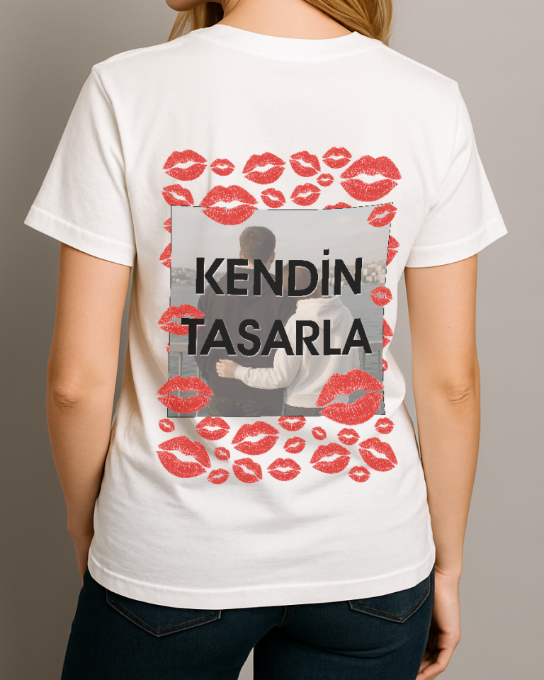 Kendin Tasarla Tişört Kadın-Öpücük