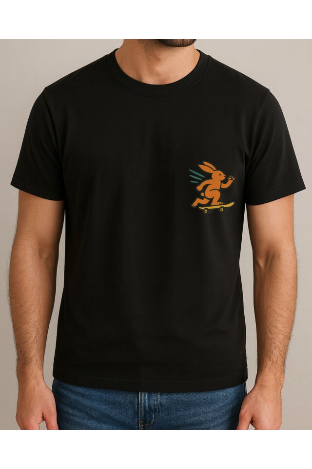 Tişört Unisex (Tavşan) Erkek Si̇yah - L