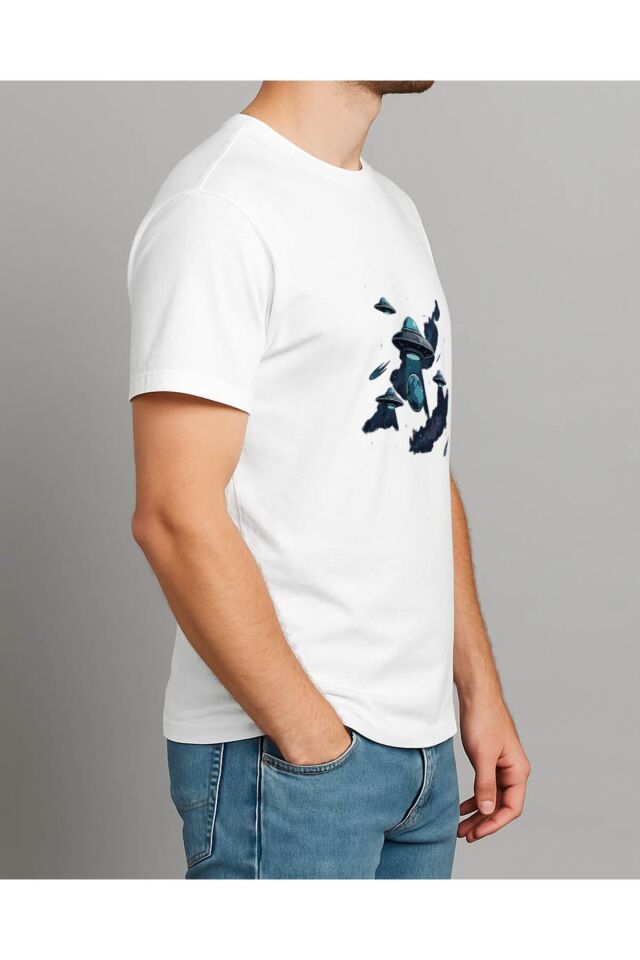 Tişört Unisex (Ufolar) Erkek Beyaz - 2XL