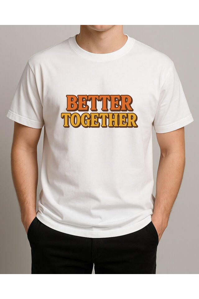 Tişört Unisex (Better Together) Erkek Beyaz - M