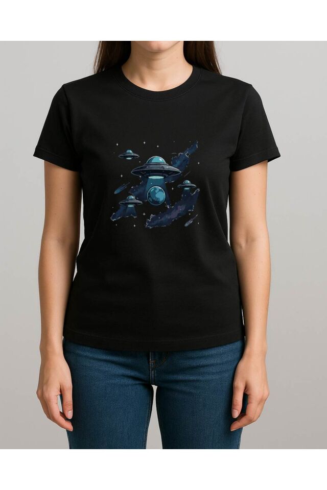 Tişört Unisex (Ufolar) Kadin Si̇yah - 2XL