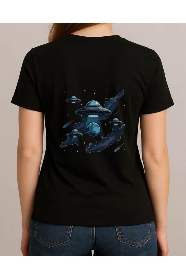 Tişört Unisex (Ufolar) Kadin Si̇yah - S
