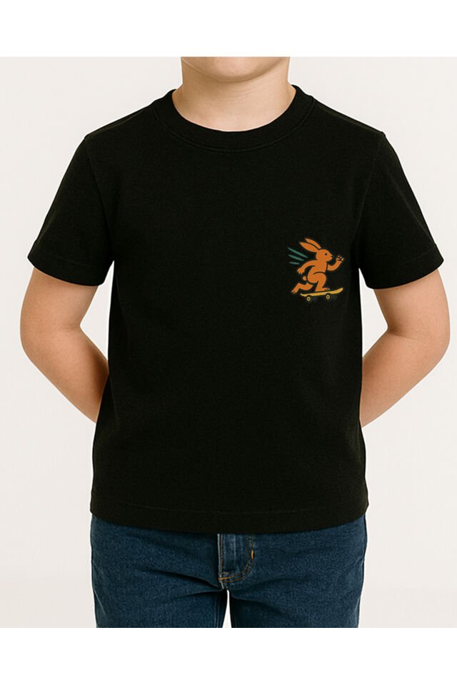 Tişört Unisex Çocuk (Tavşan) Erkek Si̇yah - 2XL