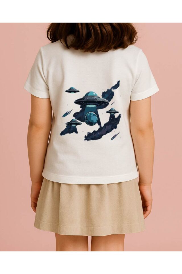 Tişört Unisex Çocuk (Ufolar) Kiz Beyaz - 4-5 Yaş