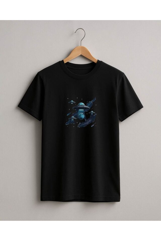 Tişört Unisex Çocuk (Ufolar) Kiz Si̇yah - 4-5 Yaş