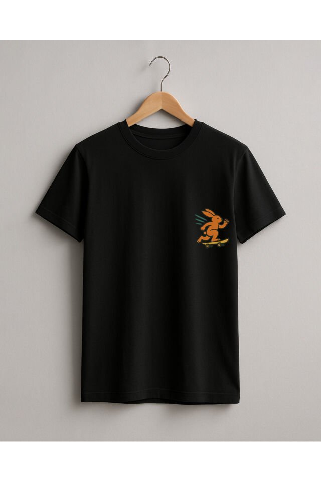 Tişört Unisex Çocuk (Tavşan) Erkek Si̇yah - 10-11 Yaş