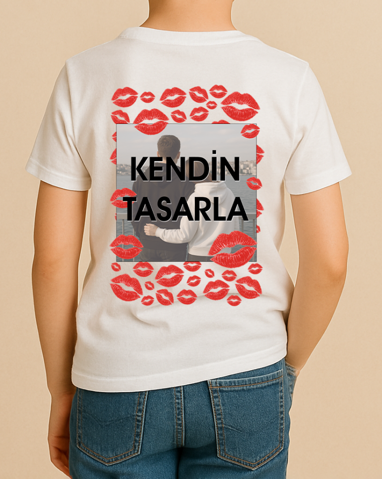 Kendin Tasarla Tişört Erkek Çocuk-Öpücük