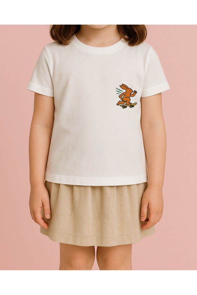 Tişört Unisex Çocuk (Tavşan) Kiz Beyaz - 4-5 Yaş