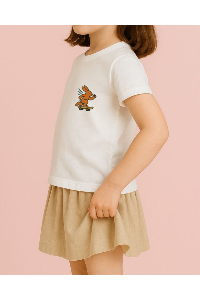 Tişört Unisex Çocuk (Tavşan) Kiz Beyaz - 4-5 Yaş