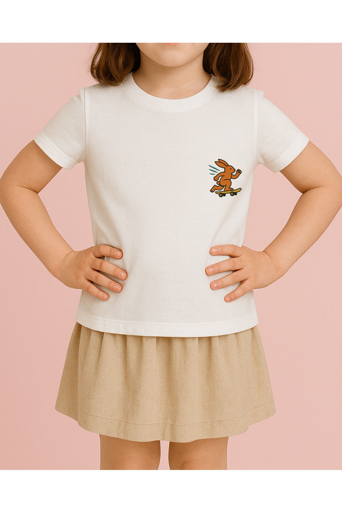Tişört Unisex Çocuk (Tavşan) Kiz Beyaz - 10-11 Yaş