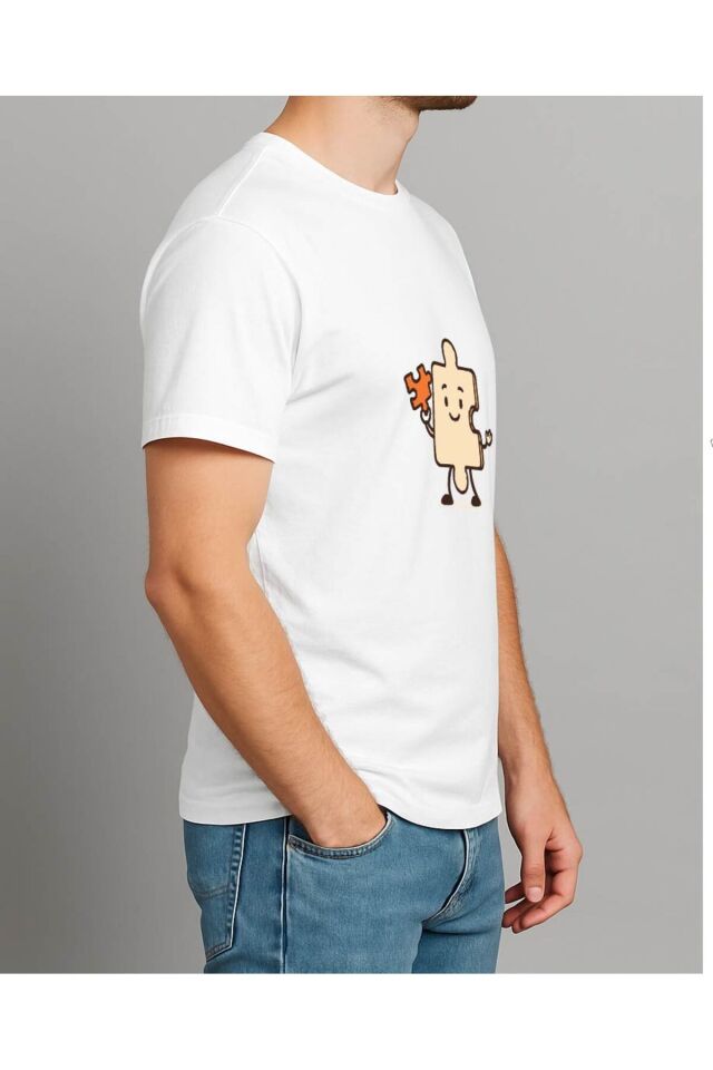 Tişört Unisex (Yapboz) Erkek Beyaz - XL