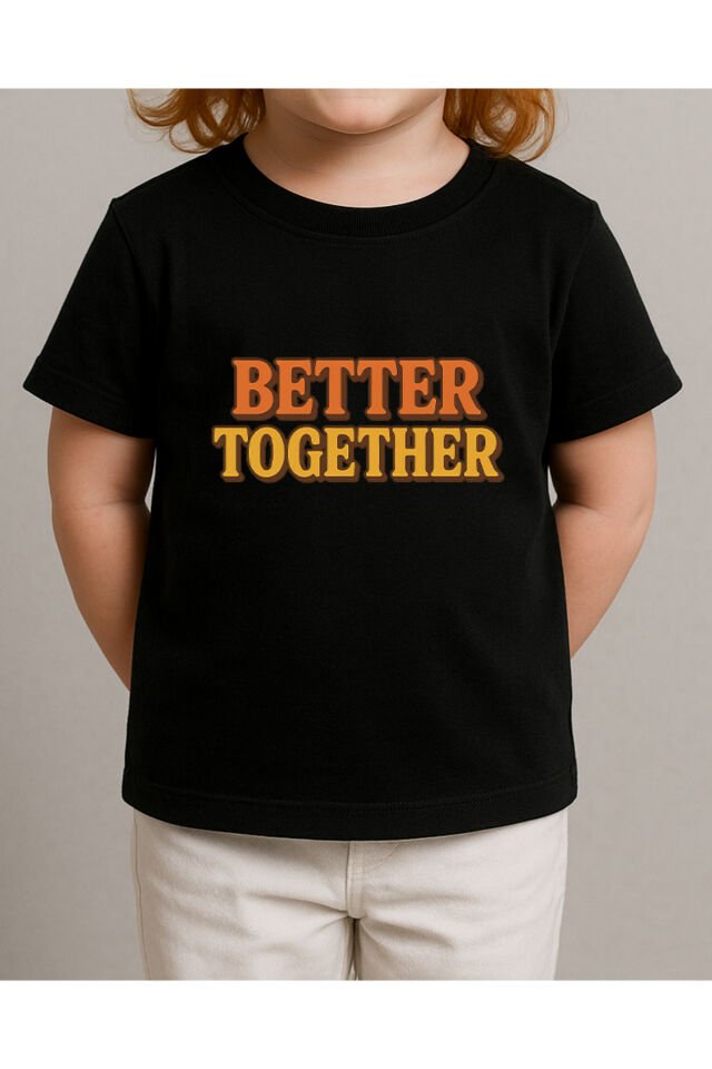 Tişört Unisex Çocuk (Better Together) Kiz Si̇yah - 10-11 Yaş