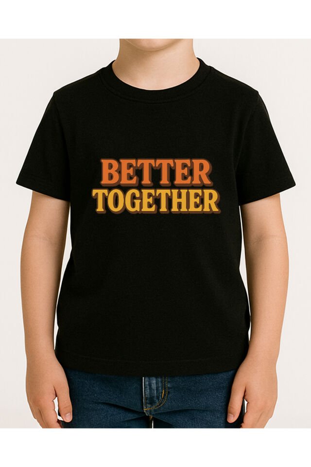 Tişört Unisex Çocuk (Better Together) Erkek Si̇yah - 10-11 Yaş