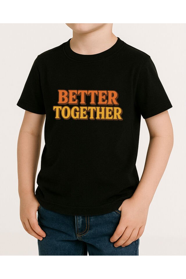 Tişört Unisex Çocuk (Better Together) Erkek Si̇yah - 2XL
