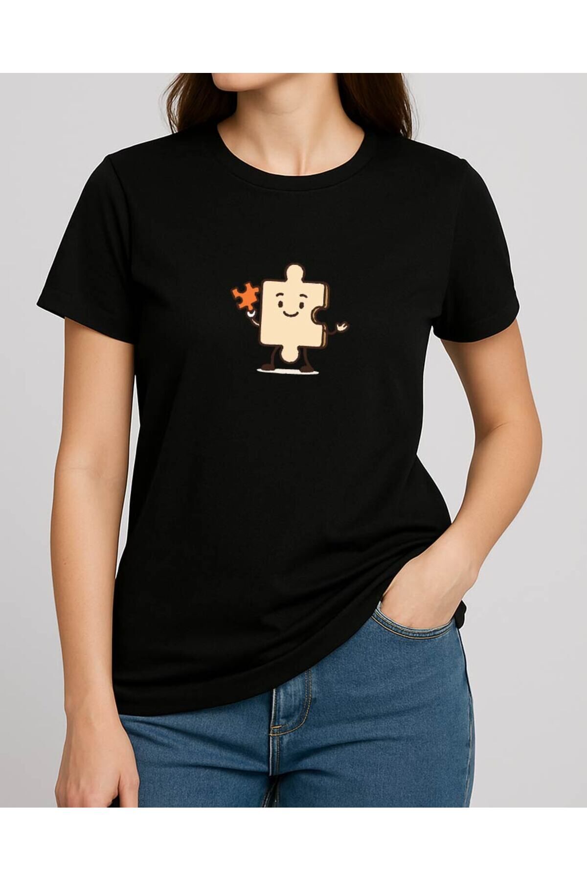 Tişört Unisex (Yapboz) Kiz Si̇yah - S