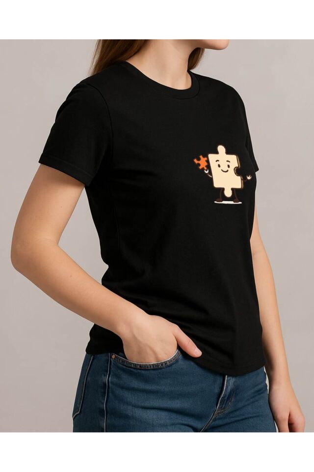 Tişört Unisex (Yapboz) Kiz Si̇yah - 4-5 Yaş