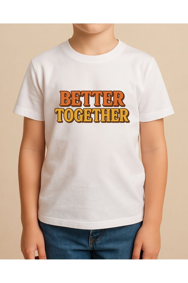 Tişört Unisex Çocuk (Better Together) Erkek Beyaz - 10-11 Yaş