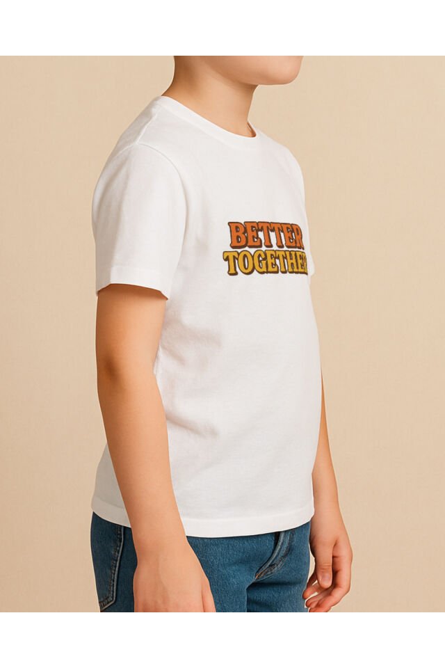 Tişört Unisex Çocuk (Better Together) Erkek Beyaz - 10-11 Yaş