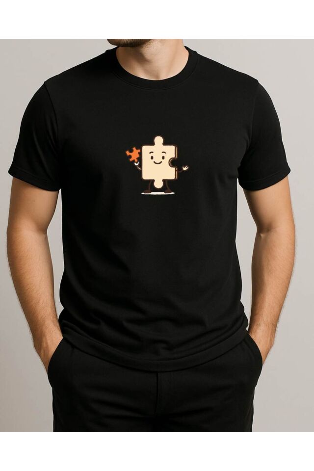 Tişört Unisex (Yapboz) Erkek Si̇yah - XL