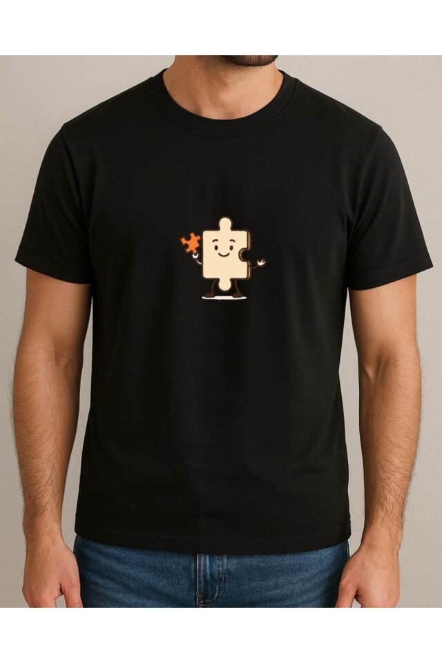 Tişört Unisex (Yapboz) Erkek Si̇yah - M