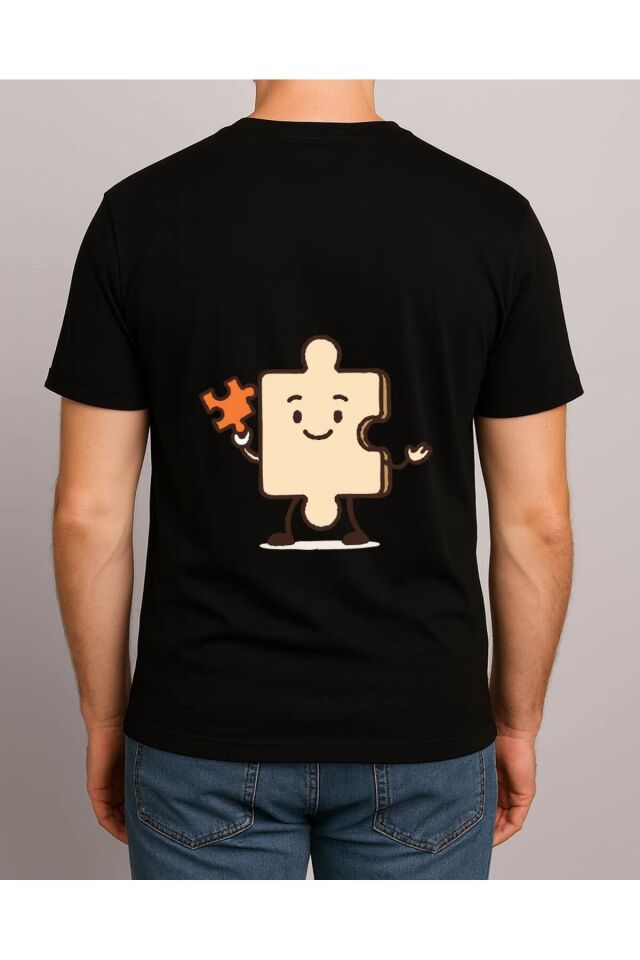 Tişört Unisex (Yapboz) Erkek Si̇yah - M